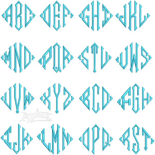 Tri Gothic Embroidery Font Apex Monogram Designs & Fonts