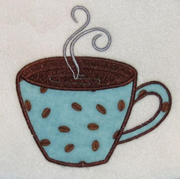 Coffee Cup Applique Embroidery Design Apex Embroidery Designs Embroidery hoop art coffee embroidery broderie housewarming
